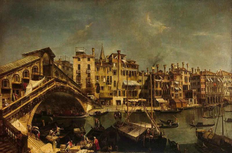 Workshop of Michele Marieschi The Rialto Bridge from the Riva del Vin oil painting image